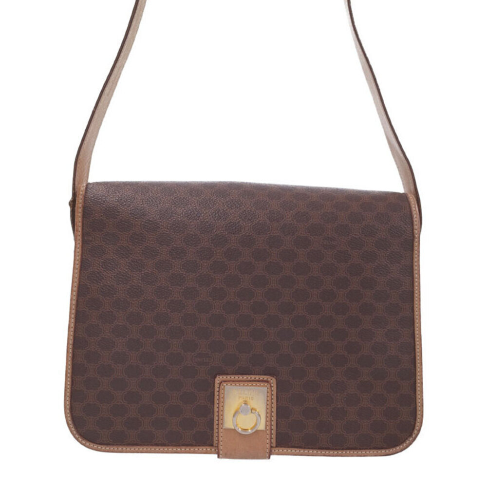 Celine Macadam Leather shoulder bag canvas Brown